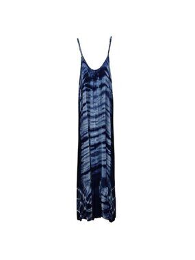 KLD Blue Tie-Dye Maxi Dress Small New Women's Resortwear Vacation Travel Beach